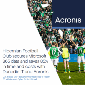 Hibernian Football Club secures Microsoft 365 data and saves 85% in time and costs with Dunedin IT and Acronis