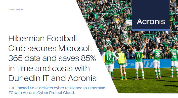 Hibernian Football Club secures Microsoft 365 data and saves 85% in time and costs with Dunedin IT and Acronis